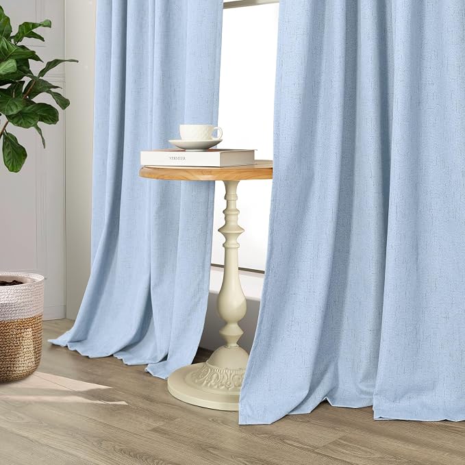 Light Blue Black Out Curtains 96 Inches Long - Image 7