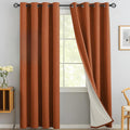 Yakamok Burnt Orange Linen Curtains 100% Blackout 84 Inches Long, Room by Yakamok
