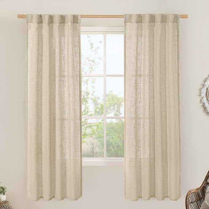 LAMIT Light Filtering Linen Curtains 72 Inches Long by LAMIT
