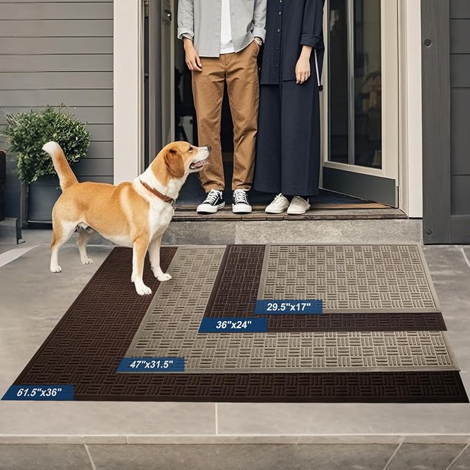 Mibao Front Door Mat Indoor Outdoor Entrance, Dirt Trapping Waterproof - Image 2