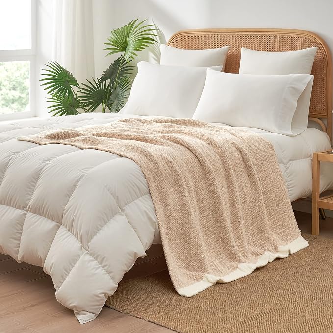Snuggle Sac Heather Beige Throw Blankets Luxurious Microfiber Fabric, - Image 7