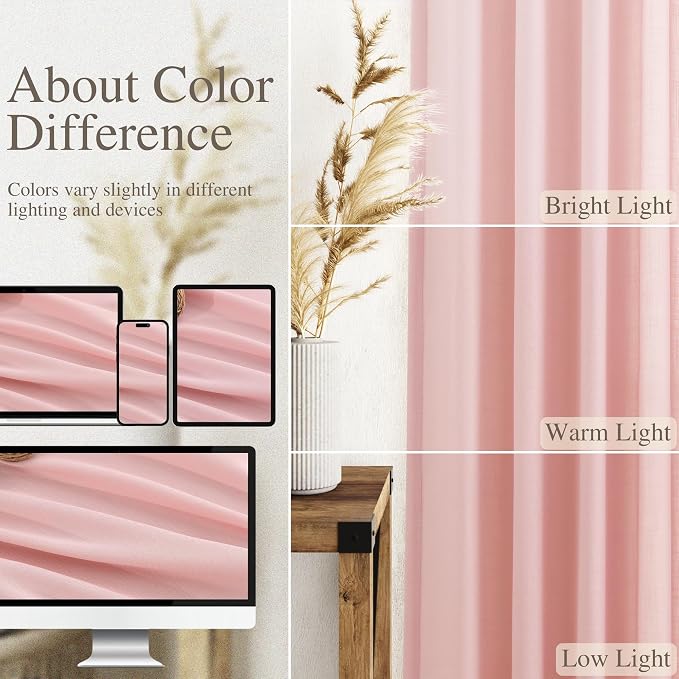Pink Linen Curtains 72 Inch Length - Image 3