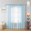 Lecloud Sky Blue Sheer Curtains 72 Inches Length 2 Panels, Lightweight Dual Rod by Lecloud