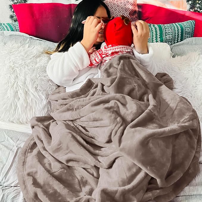 Bedsure GentleSoft Fleece Bed Blankets Queen Size Mocha Brown - Image 6