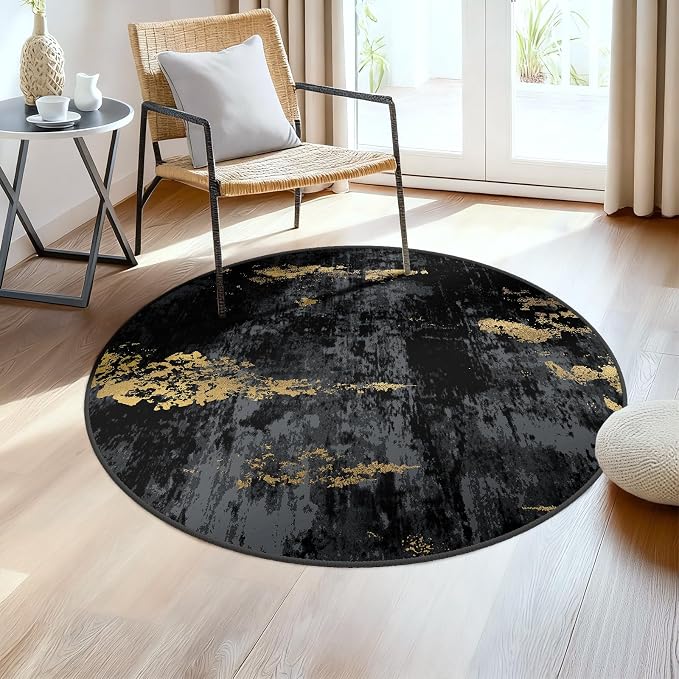 Washable Area Rugs 4ft Non-Slip Modern Abstract Soft by RELEANY