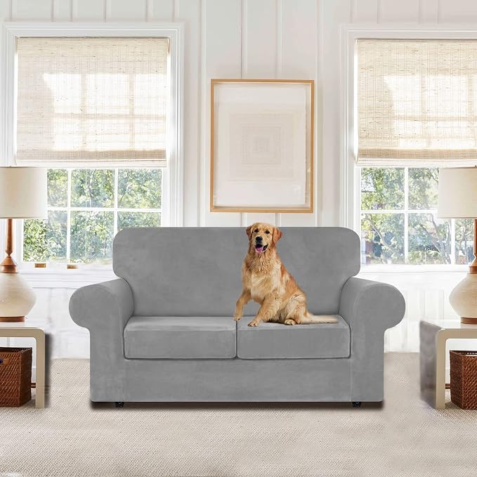 WEERRW Velvet Couch Covers for 2 Cushion Couch Sofa - Image 2
