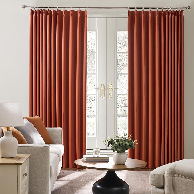 Burnt Orange Window Curtains 72 Inches Long, Fall Block Out Room Darkening - Image 4
