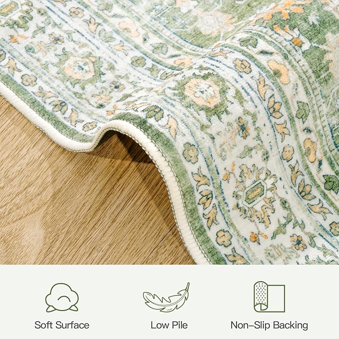 Lofus 8x10 Area Rug for Living Room, Light Green Washable Area Rugs - Image 7