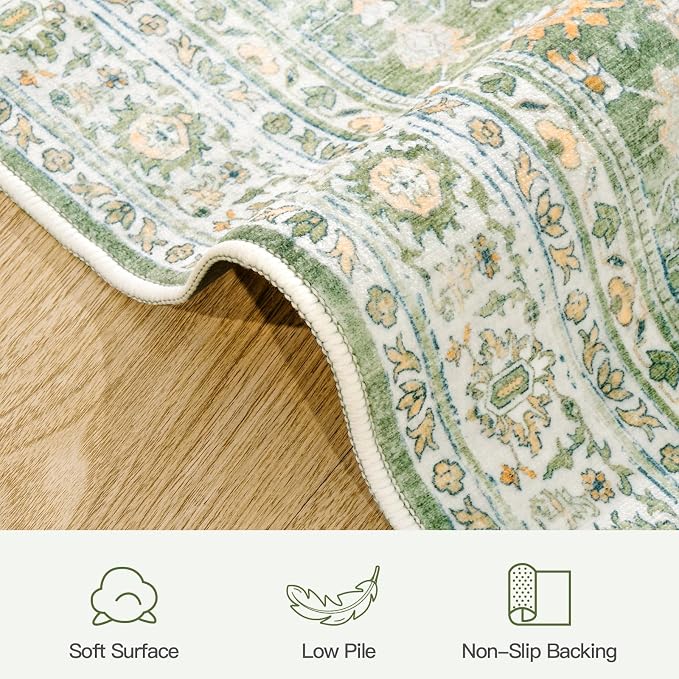 Lofus 9x12 Area Rug for Living Room, Light Green Washable Area Rugs - Image 7