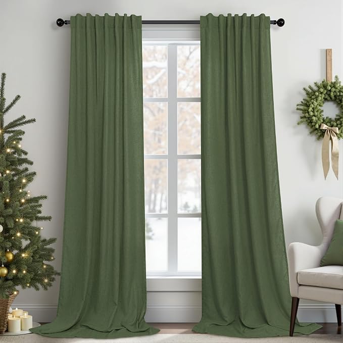 Pitalk Olive Green Curtains 102 Inch Length by Pitalk