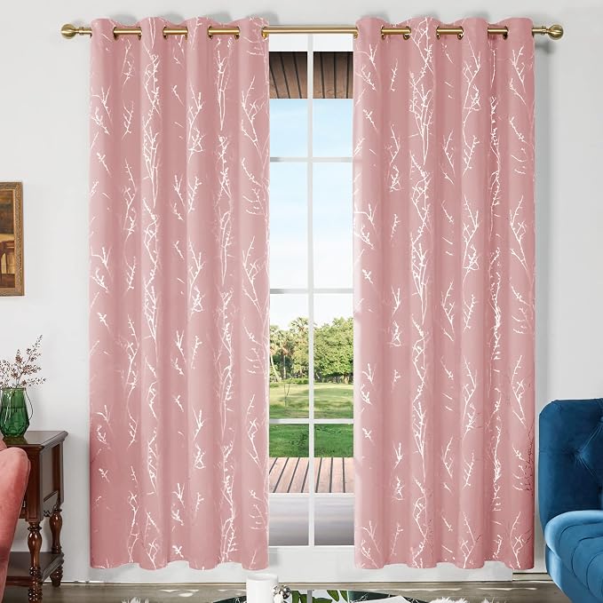 Deconovo Pink Curtains, Thermal Insulated Soundproof Privacy Curtain, 52 x 84 - Image 2
