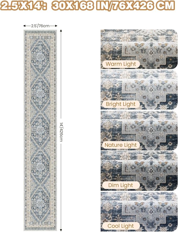 Washable Runner Rug 2.5x14, Non-Slip Long Kitchen Mats - Image 2