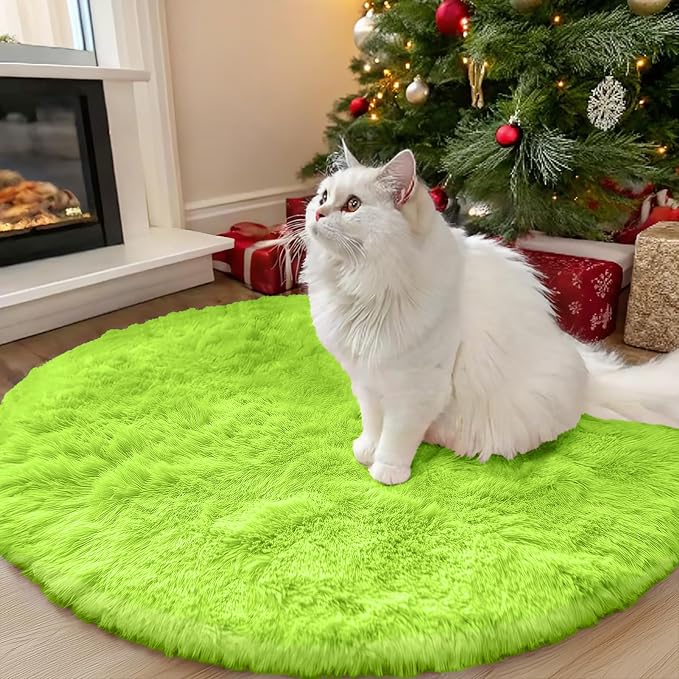 OLANLY Lime Green Round Rugs for Bedroom by OLANLY