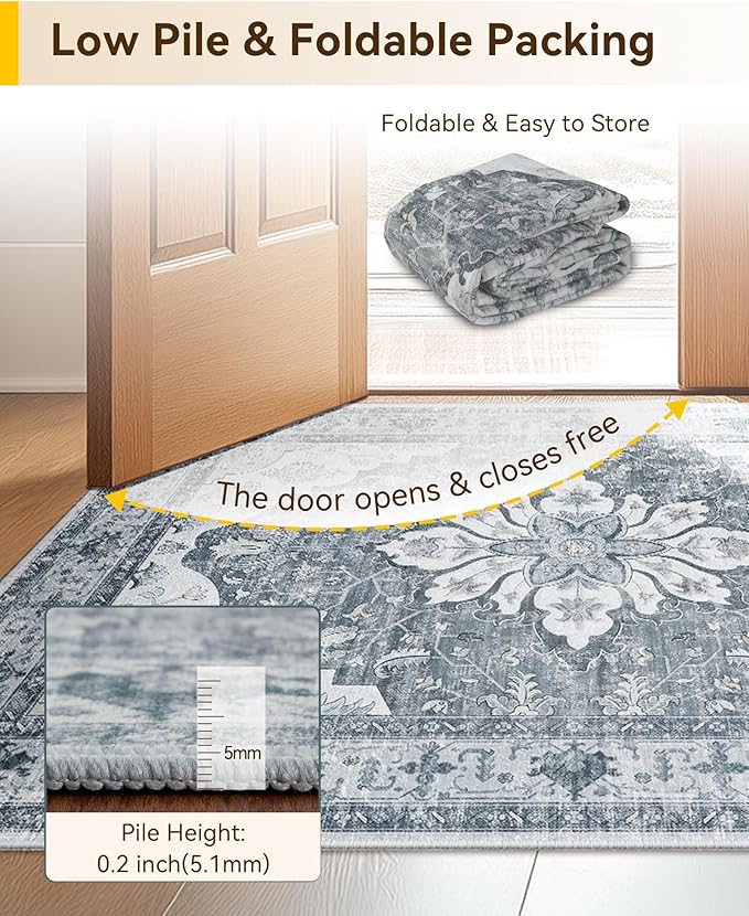 RELEANY Area Rugs 2'6''x8' Runner Rug Non Slip Washable - Image 7