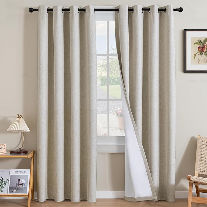 H.VERSAILTEX Linen Curtains 100% Blackout Curtains by HVERSAILTEX