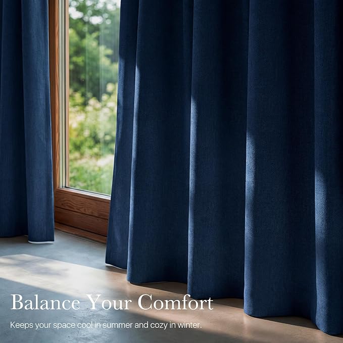 NICETOWN 100% Absolutely Blackout Linen Curtains - Image 6