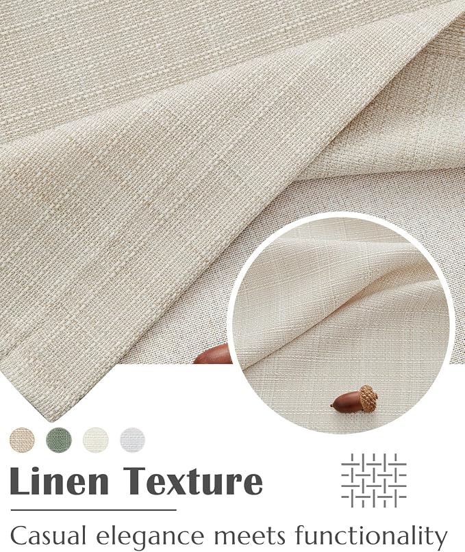 jinchan Valance Curtain Beige Hearthered Farmhouse Light Filtering Double Layer - Image 8