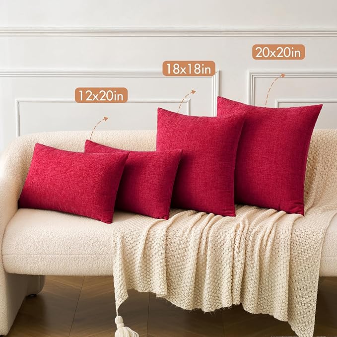 MIULEE Pack of 2 Red Couch Throw Pillow Covers 20x20 Inch Soft Polyester - Image 5