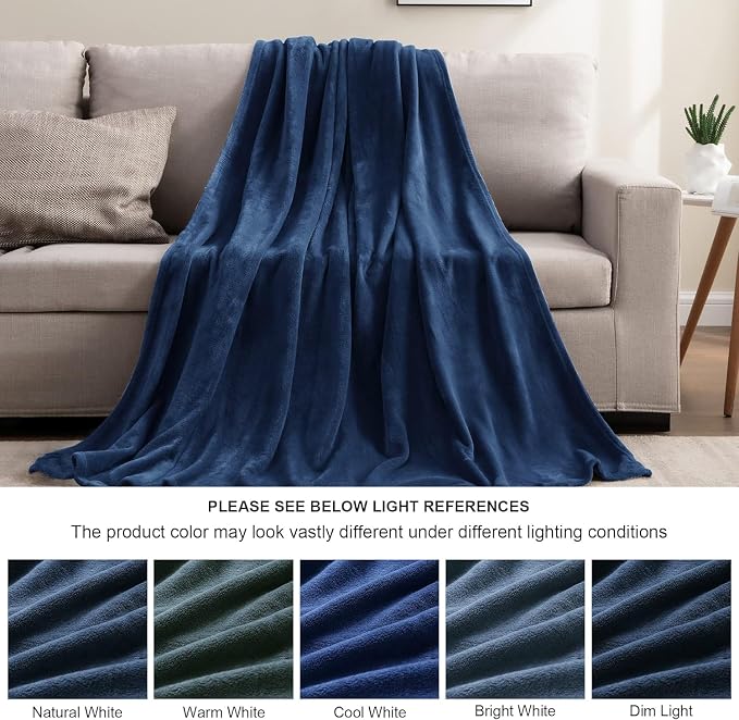 BEDELITE Fleece Blanket Navy Blue Throw Blanket - Image 3