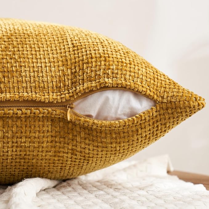 MIULEE Pack of 4 Couch Throw Pillow Covers 16x16 Inch Neutral Gold/Brown Soft - Image 7