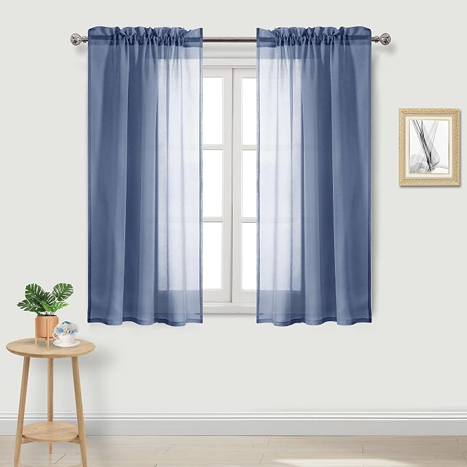 DWCN Sheer Curtains Semi Transparent Voile Rod Pocket Curtains by DWCN