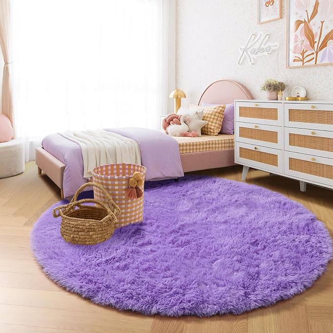 Amdrebio Purple Round Circle Rugs 6Ft - Image 3