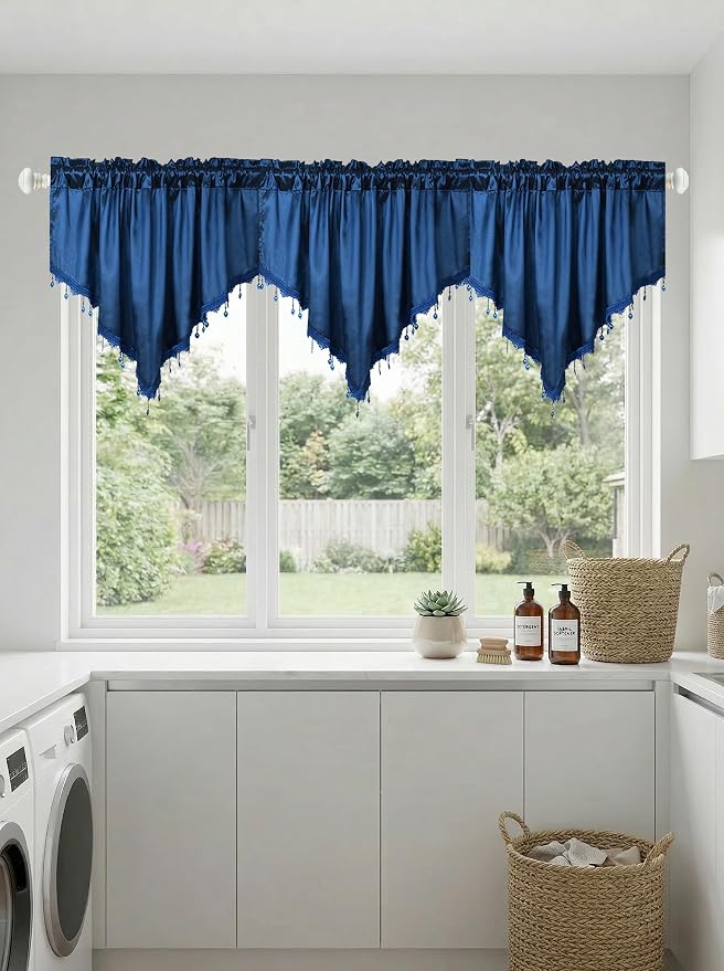 Molaxhome Swag Curtain 51 inch Length Rod Pocket Scalloped Curtain Valance - Image 8