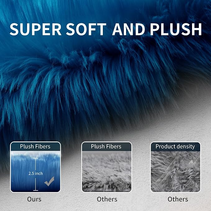 Faux Fur Rug for Bedroom, Fluffy Runner Rugs Soft Sheepskin Rug Sofa Couch Seat - Image 4