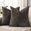 decorUhome Dark Brown Chenille Euro Sham Throw Pillow Covers 24x24 Set of 2 by decorUhome