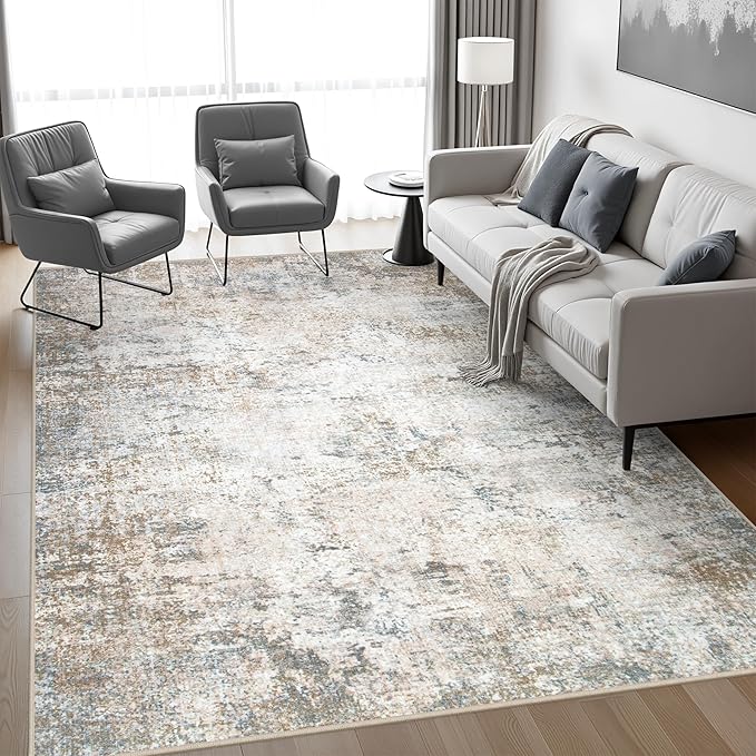 5x7 Area Rug Living Room Rug: Washable Modern Abstract Soft Thin Rug Indoor - Image 3