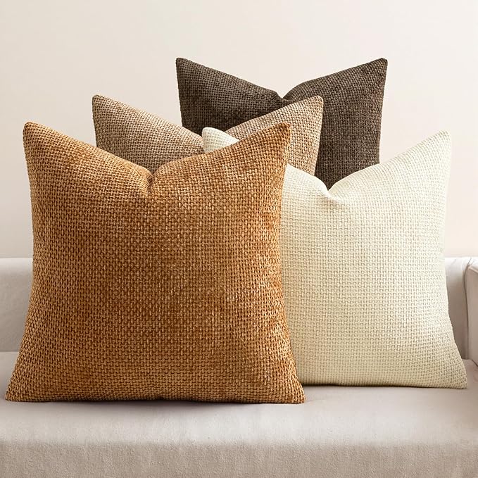 MIULEE Pack of 4 Brown Couch Throw Pillow Covers 18x18 Inch Soft Decorative by MIULEE