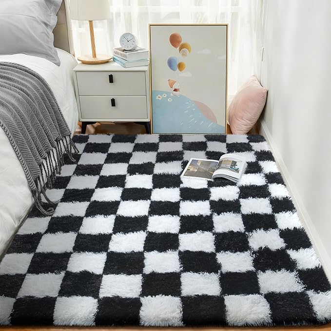 Ophanie Checkered Black & White Rug - Image 5