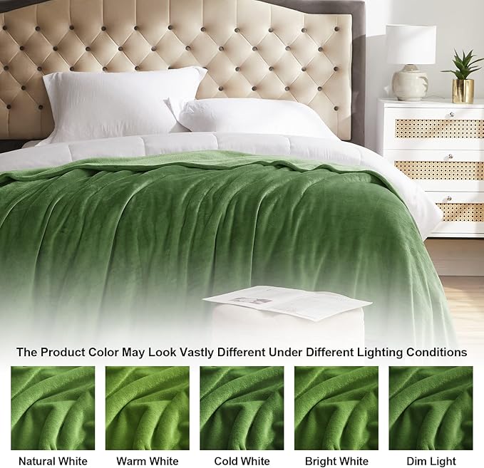 KMUSET Fleece Blanket Twin Size Emerald Lightweight Super Soft Cozy Luxury Bed - Image 6