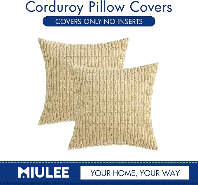 MIULEE Pack of 2 Corduroy Decorative Throw Pillow Covers 18x18 Inch Soft Boho - Image 6