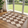 Brown Beige Checkered Entry Rug by Othilic