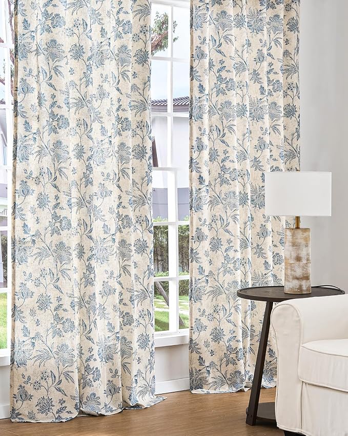 jinchan Lined Linen Floral Curtains - Image 8