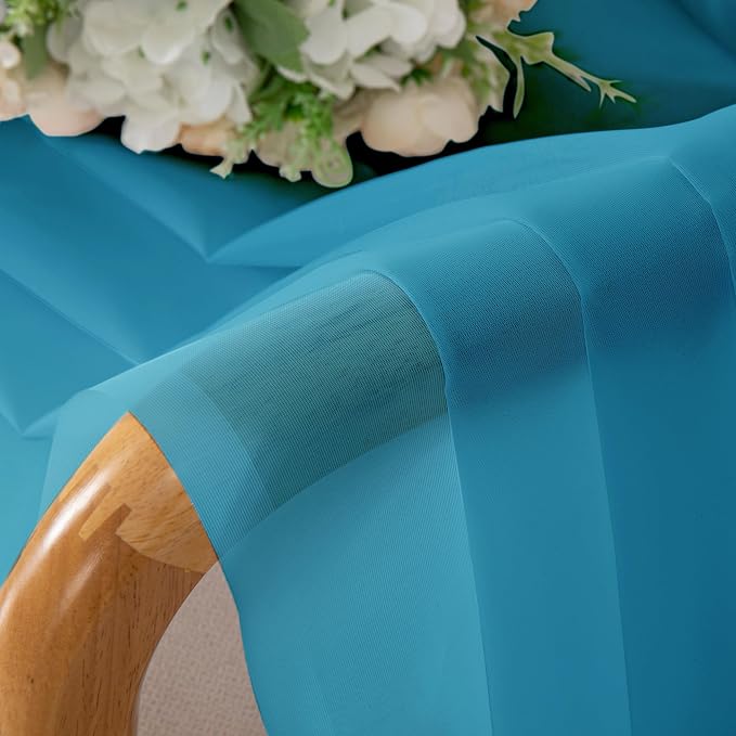 Lecloud Turquoise Sheer Curtains 84 Inches Long 2 Panels, Light Filtering Voile - Image 7