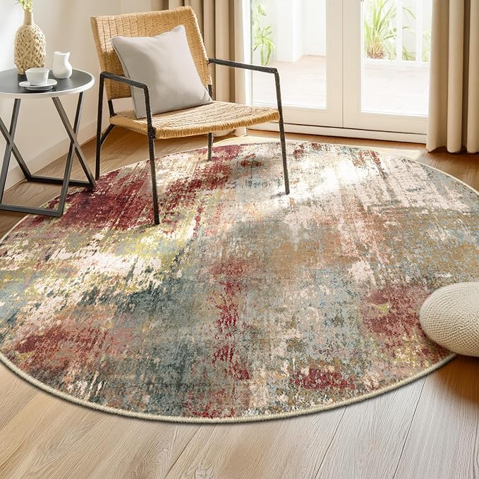 Washable Area Rugs 8ft Non-Slip Modern Abstract Soft by RELEANY