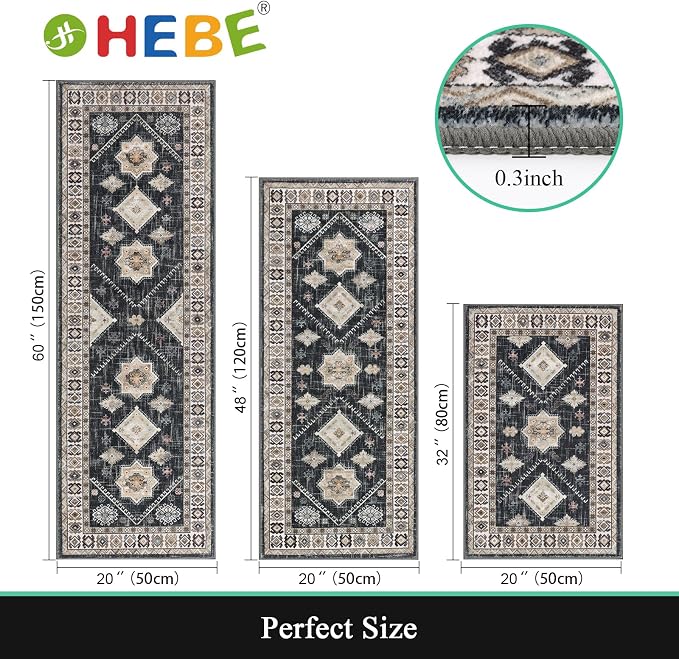 HEBE Boho Kitchen Rug Sets 3 Piece - Image 2