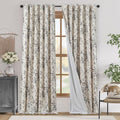 jinchan Lined Linen Blend Curtain Floral Curtains by JINCHAN