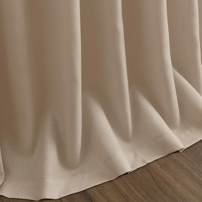 Nanspring Sepia Beige Linen Curtains 96 Inches Long - Image 9