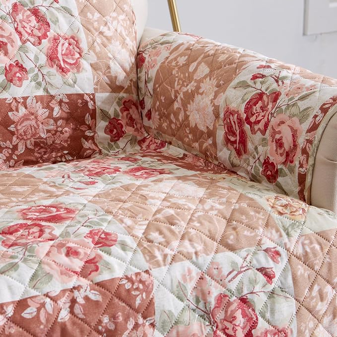 Great Bay Home Reversible Floral Patchwork Recliner Furniture Protector - Image 4