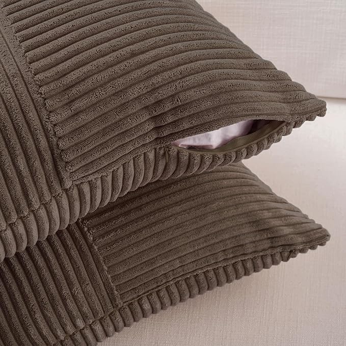 Fancy Homi 2 Packs Dark Brown Decorative Throw Pillow Covers 18x18 Inch - Image 4