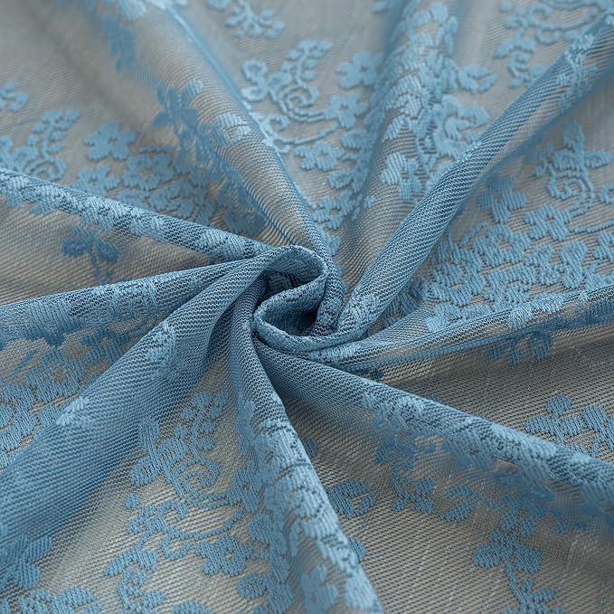 YJ YANJUN Vintage Lace Curtains 102 Inches Long-Victorian Floral Pattern Dusty - Image 6