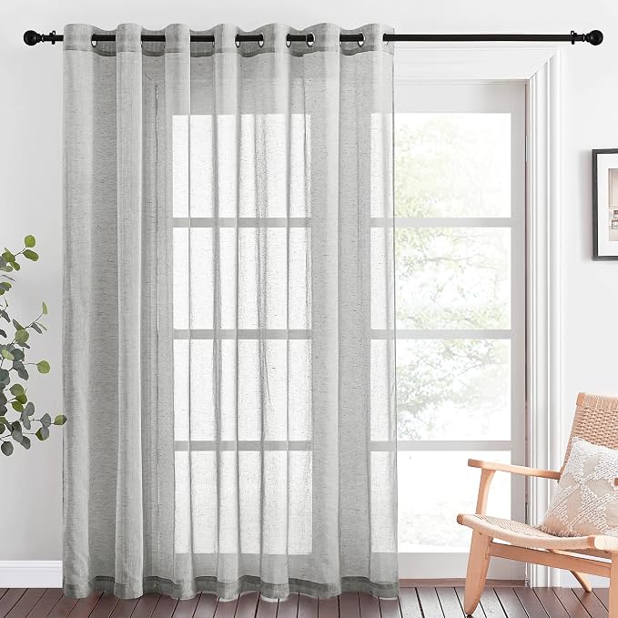 NICETOWN Patio Curtain for Sliding Door W100 x L84, Extra Wide Grommet Linen by NICETOWN
