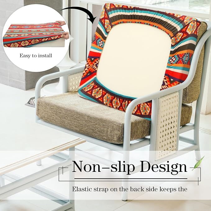 Newwiee 8Pcs Patio Cushion Covers Stretch Outdoor Cushion Cover Replacement - Image 5