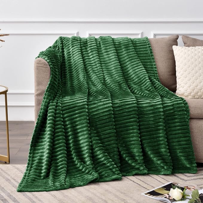 BEDELITE Fleece Blanket Twin Size – 3D Ribbed Jacquard Soft and Warm Decorative - Image 2