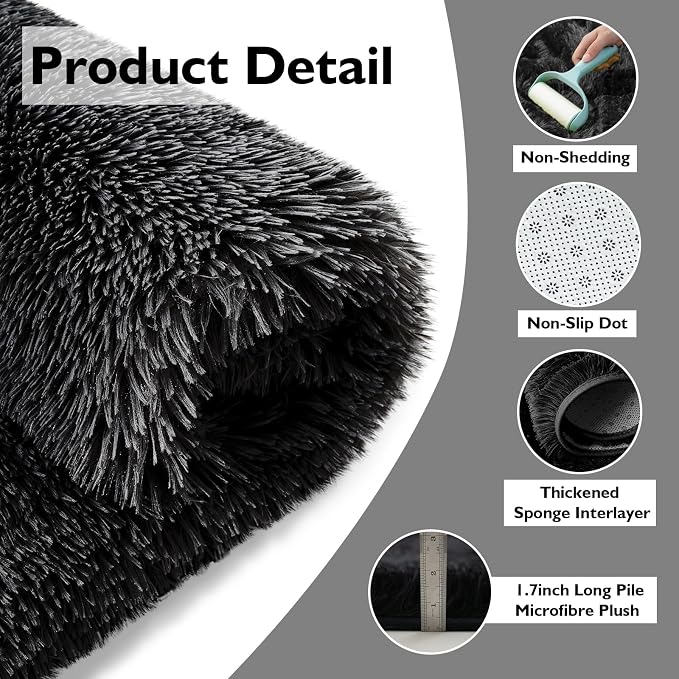 yulidayang Black Fluffy Round Area Rugs - Image 3