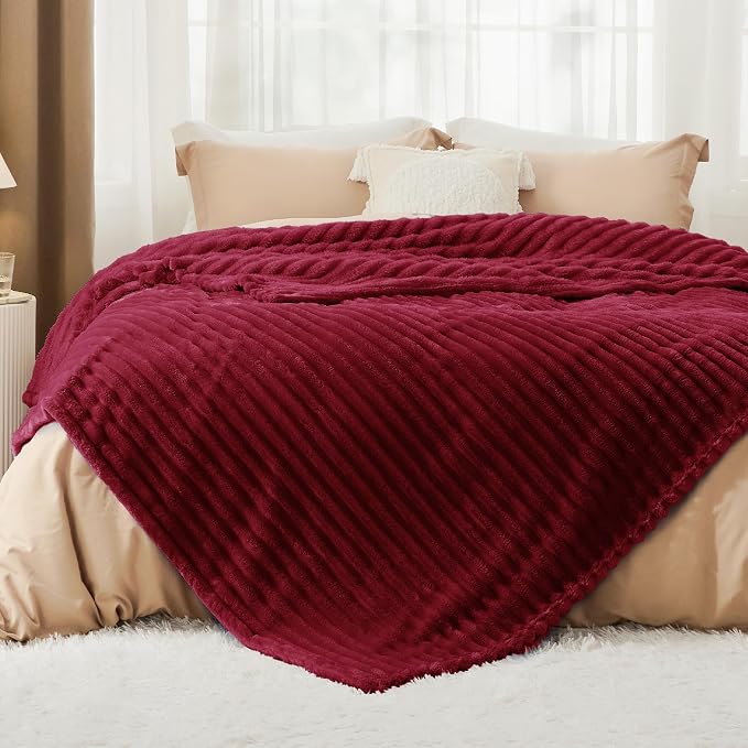 Bedsure GentleSoft Red California King Size Blanket - Image 2