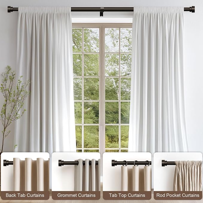 Lootkell 2 Pack Modern Brown Curtain Rods Set - Image 3